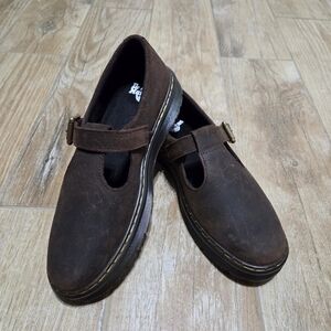 Dr. Martens Zavala Mary Jane Brown Suede Shoes Women Sz 9 NWOT